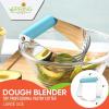 imageSpring Chef Dough Blender Top Professional Pastry Cutter with Heavy Duty Stainless Steel Blades Medium Size BlackBlue Aqua Sky