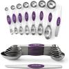 imageSpring Chef Magnetic Measuring Spoons Set Dual Sided Stainless Steel Fits in Spice Jars Yellow Set of 8 2 PackPurple