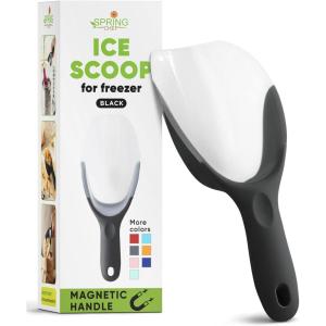 imageSpring Chef Magnetic Ice Scoop for Freezer Bin Contoured Translucent FlexiPlastic Ice Scooper with Soft Grip Handle Ice Scoop for Bar Kitchen Scoop for Food Flour Rice Popcorn  Pink LemonadeBlack