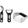 imageSpring Chef Swivel Vegetable Peeler ampamp Y Peeler with Sharp Stainless Steel Blades ampamp Professional Medium Dough Blender  3 Product Bundle  Black