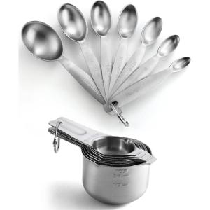 imageSpring Chef  Oval Measuring Spoons Set of 7 ampamp Measuring Cups Set of 7 Bundle Easy to Read Measurement Markings For Measures Dry and Liquid Ingredients