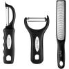 image:imageSpring Chef Swivel Vegetable Peeler amp Y Peeler with Sharp Stainless Steel Blades amp Premium Lemon Zester Fine Grater with Handle  3 Product Bundle  Black