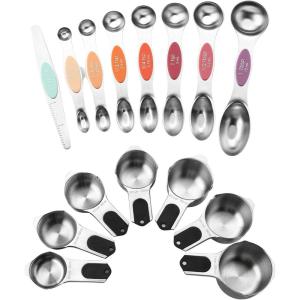 image:imageSpring Chef Dual Sided Magnetic Measuring Spoons Set Desert Sunset Set of 8 amp Stainless Steel Magnetic Measuring Cups Set of 7 Black  2 Product Bundle