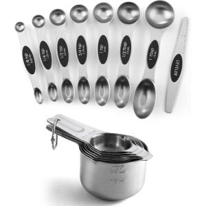 image:imageSpring Chef Stainless Steel Magnetic Measuring Spoons Set of 8 Black amp Measuring Cups Set of 7